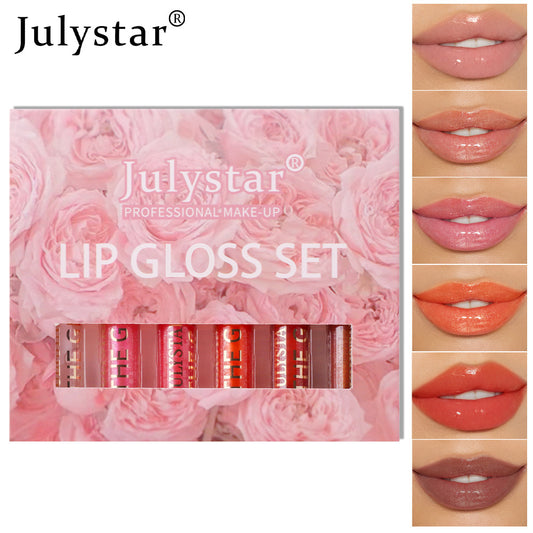 Six Pack Multi-Color Moisturizing Watery Glass Lip Gloss Pearl Watery Lip Glaze Non-Stick Mirror Lip Gloss