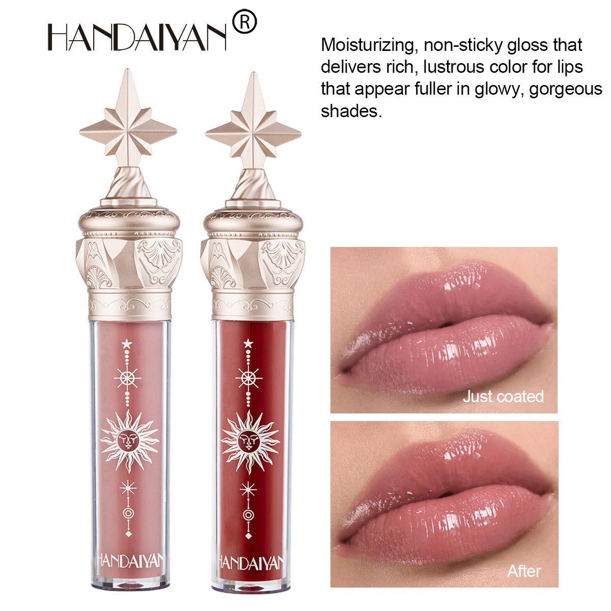 HANDAIYAN  Lip Gloss Lipstick Water Gloss Film Mirror Lip Glaze Glass Lip Gloss Moisturizing Lasting And Not Easy To Fade