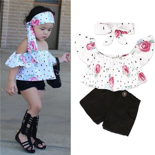 Children Sets for Girls Girls Suits for Children Girls T-shirt + Pants + Headband 3pcs. Suit - TRIPLE AAA Fashion Collection