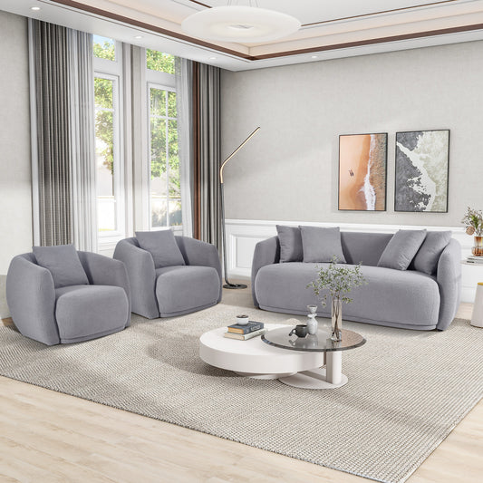 U_Style Upholstered Sofa Set,Modern Arm Chair for Living Room and Bedroom,with 5 Pillows