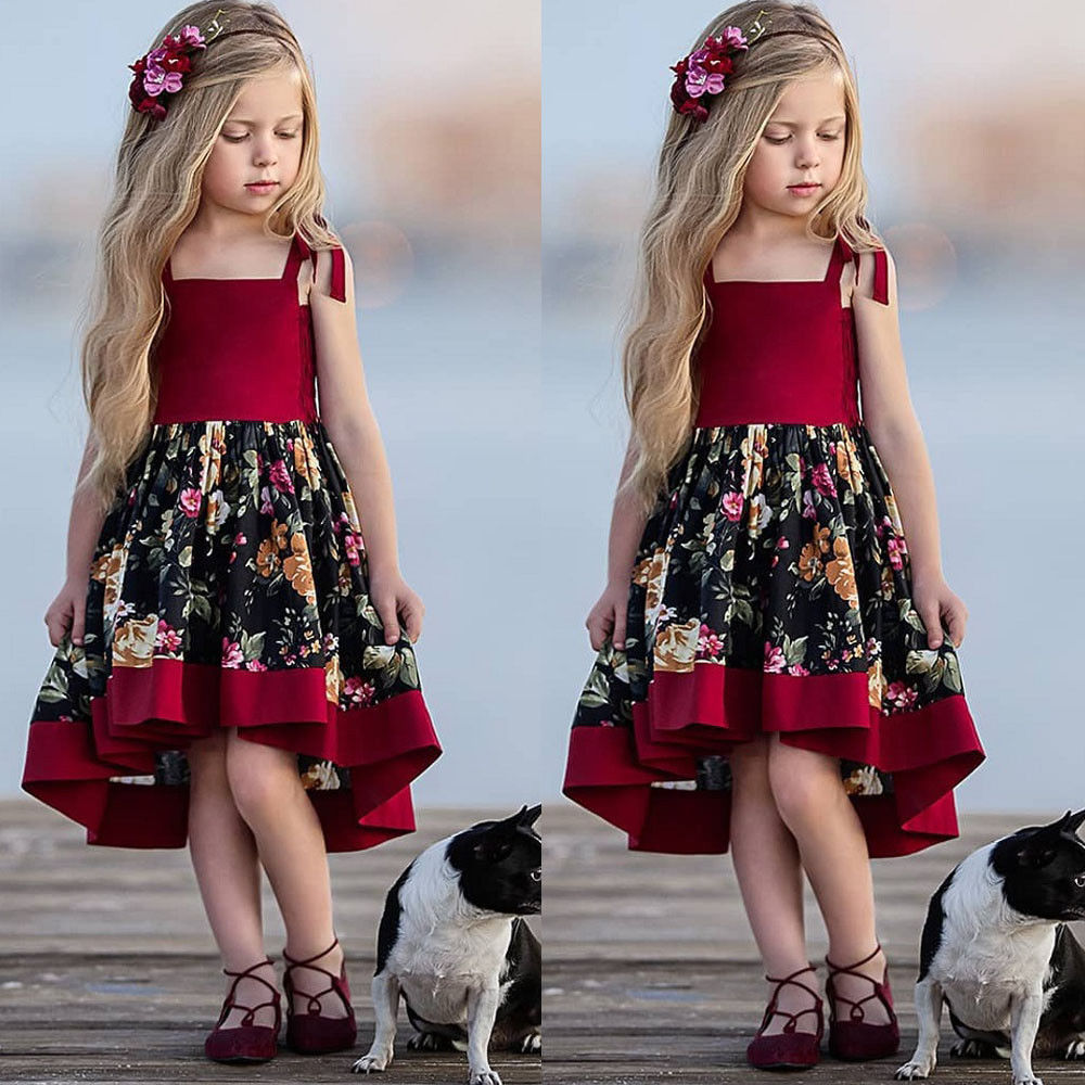 Sweet Toddler Baby Girls Sleeveless Dress Party Princess Floral Sundress Outfit - TRIPLE AAA Fashion Collection