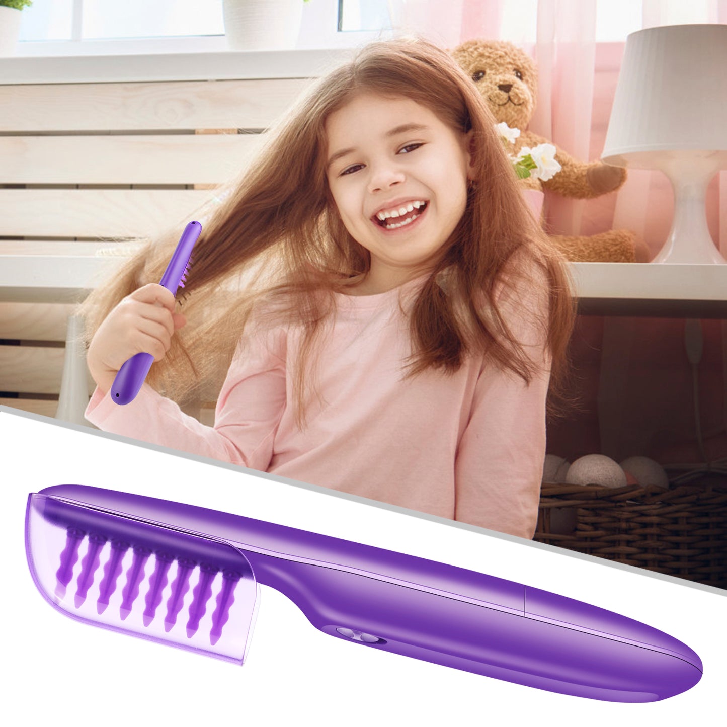 Portable Electric Detangling Wet or Dry Tame The Mane Electric Detangling Brush with Brush Cover, Adults & Kids - TRIPLE AAA Fashion Collection