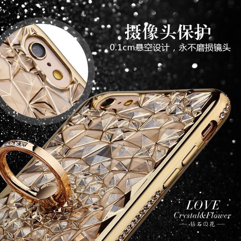 for iPhone X Xs Max XR Case Luxury 3D Soft Ring Capa for iPhone 5 5S SE 6 S 7 8 Plus Ring Silicon Glitter Rhinestone Stand Cover - TRIPLE AAA Fashion Collection