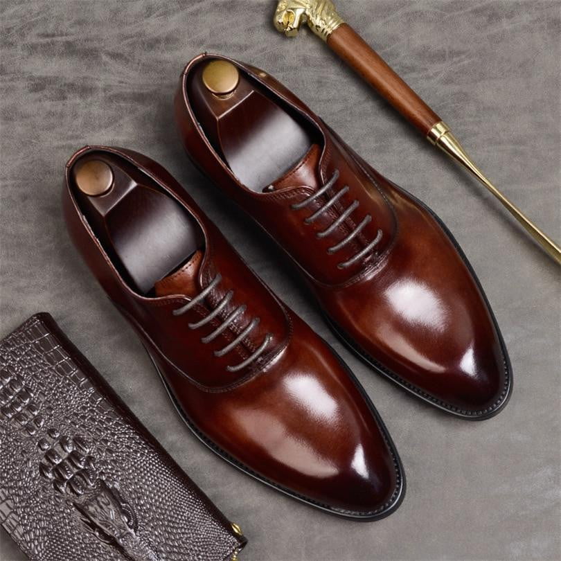Formal Shoes Genuine Leather Oxford Shoes Wedding Shoes Laces Leather Brogues - TRIPLE AAA Fashion Collection