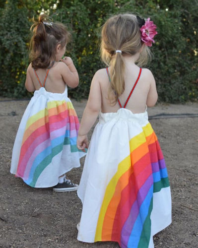 Princess Dress Kid Baby Girls Party Pageant Cute Sleeveless Backless Strap Rainbow Beach Tutu Dresses - TRIPLE AAA Fashion Collection