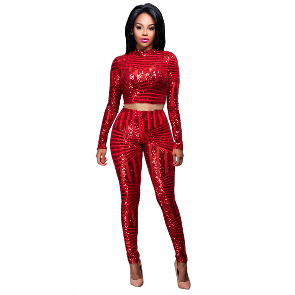Leaf Sequins African Design Women Sexy Bodysuit - TRIPLE AAA Fashion Collection