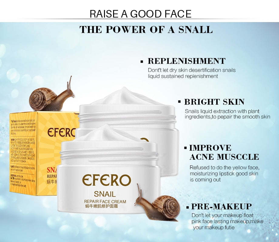EFERO Anti Aging Snail Essence Face Cream Whitening Snail Cream Serum Moist Nourishing Lifting Face Skin Care anti wrinkle Cream - TRIPLE AAA Fashion Collection
