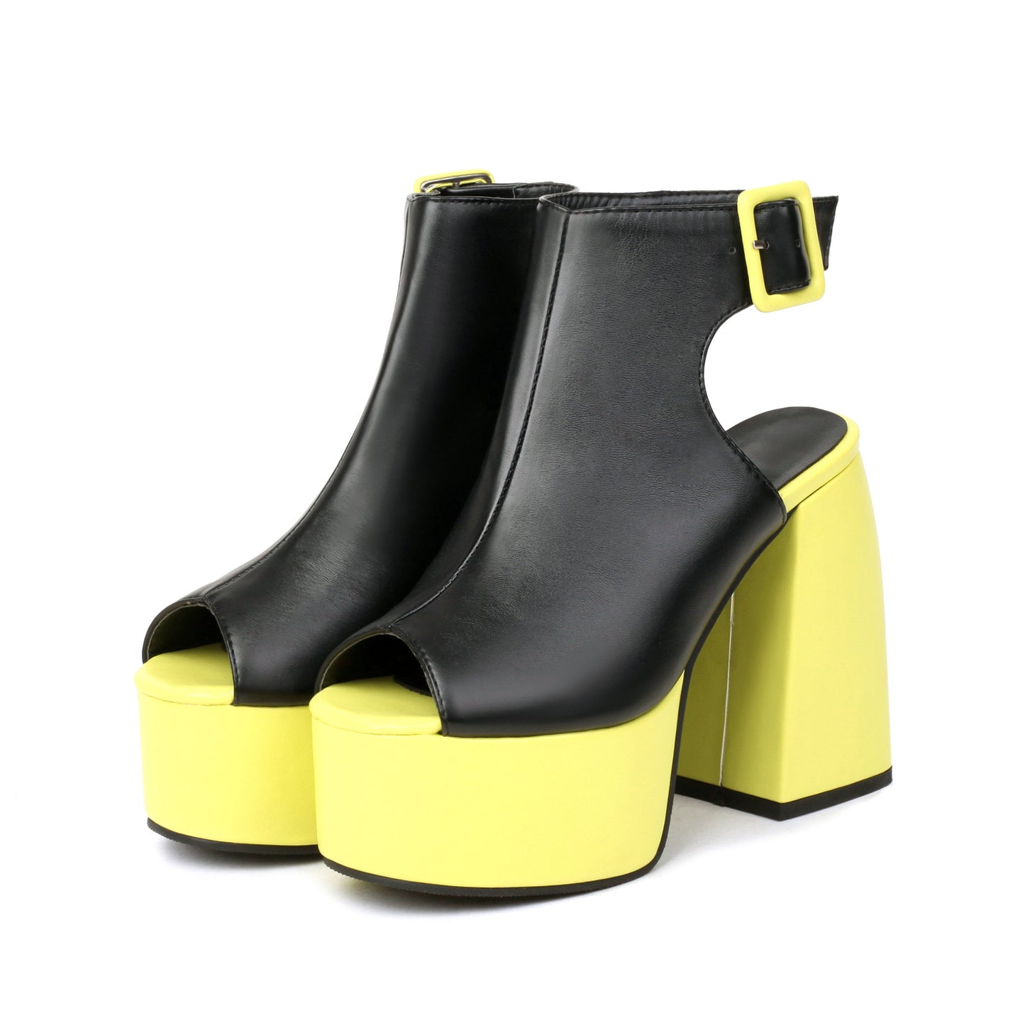 Spring And Summer New Fish Mouth Waterproof Platform Thick Bottom Back Empty Square Buckle High-Heeled Cool Boots Women
