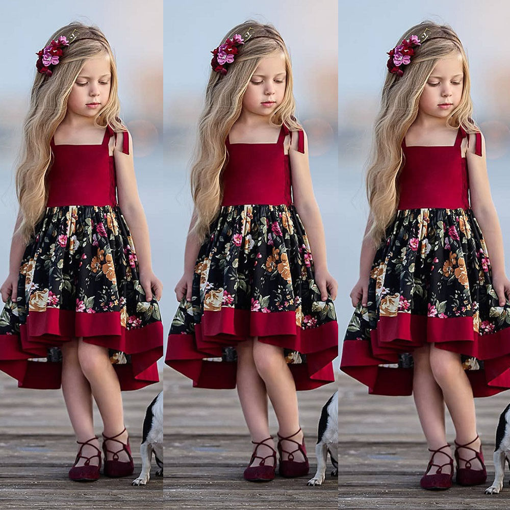 Sweet Toddler Baby Girls Sleeveless Dress Party Princess Floral Sundress Outfit - TRIPLE AAA Fashion Collection