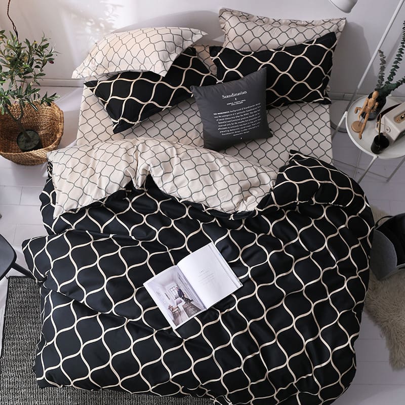 Bedding Set Super King Duvet Cover Sets Marble Single Queen Size Black Comforter Bed Linens - TRIPLE AAA Fashion Collection