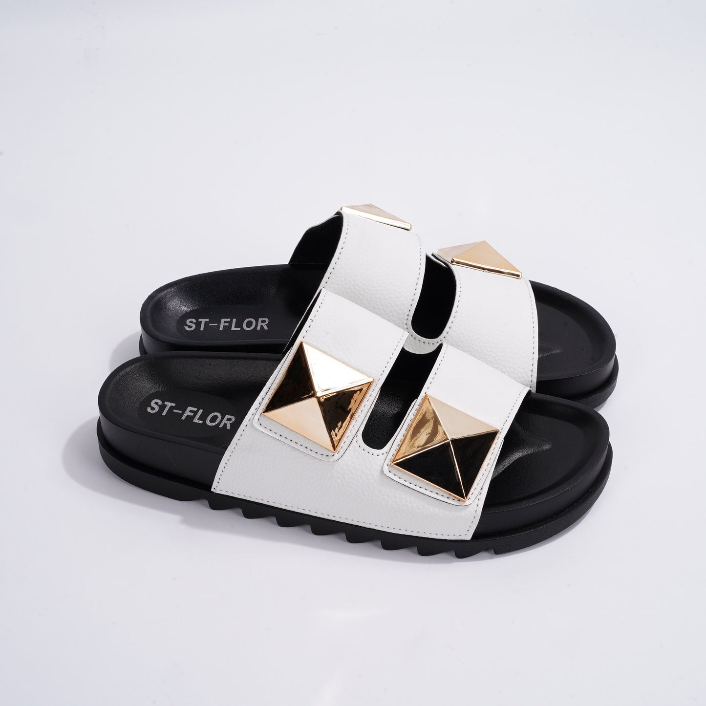 Summer Fashion Casual Liuding Double Button One Word Flat Bottom Sandals And Slippers Thick Bottom Outer Wear Slippers