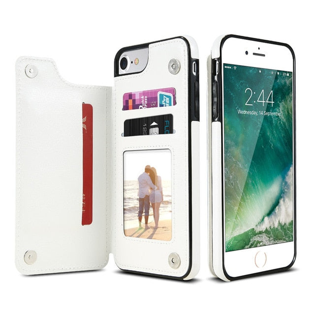 Retro PU Leather Case For iPhone Multi Card Holders Phone Cases