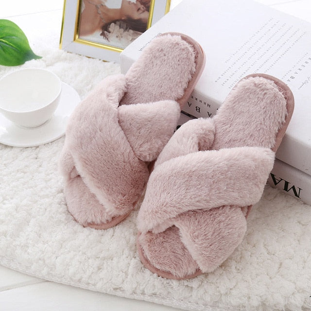 Winter Women Slippers Plush Warm Home Slipper Indoor Shoes Ladies furry Slides Casual Shoes pantoffels dames flip flops - TRIPLE AAA Fashion Collection