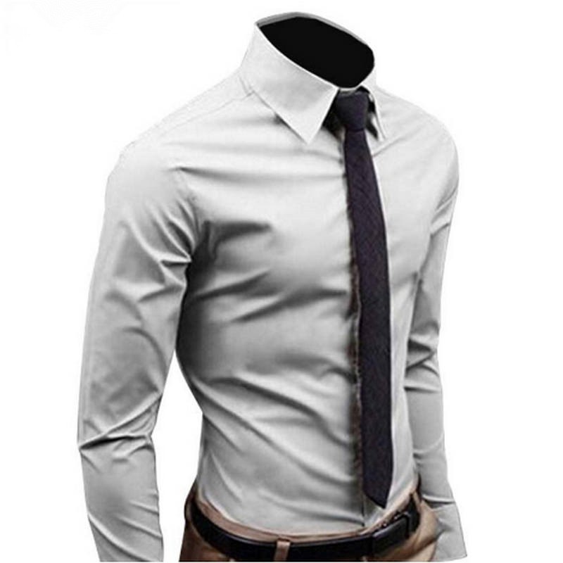 Men Shirt Long Sleeve Fashion Mens Casual Shirts Cotton Solid Color Business Slim Fit Social Camisas Masculina - TRIPLE AAA Fashion Collection
