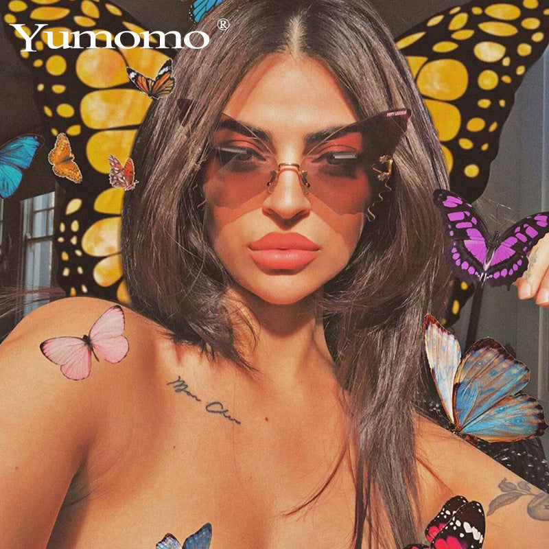 New Large Frame Butterfly Sunglasses Metal Legs Fashion Personality Multicolor Glasses Sunglasses