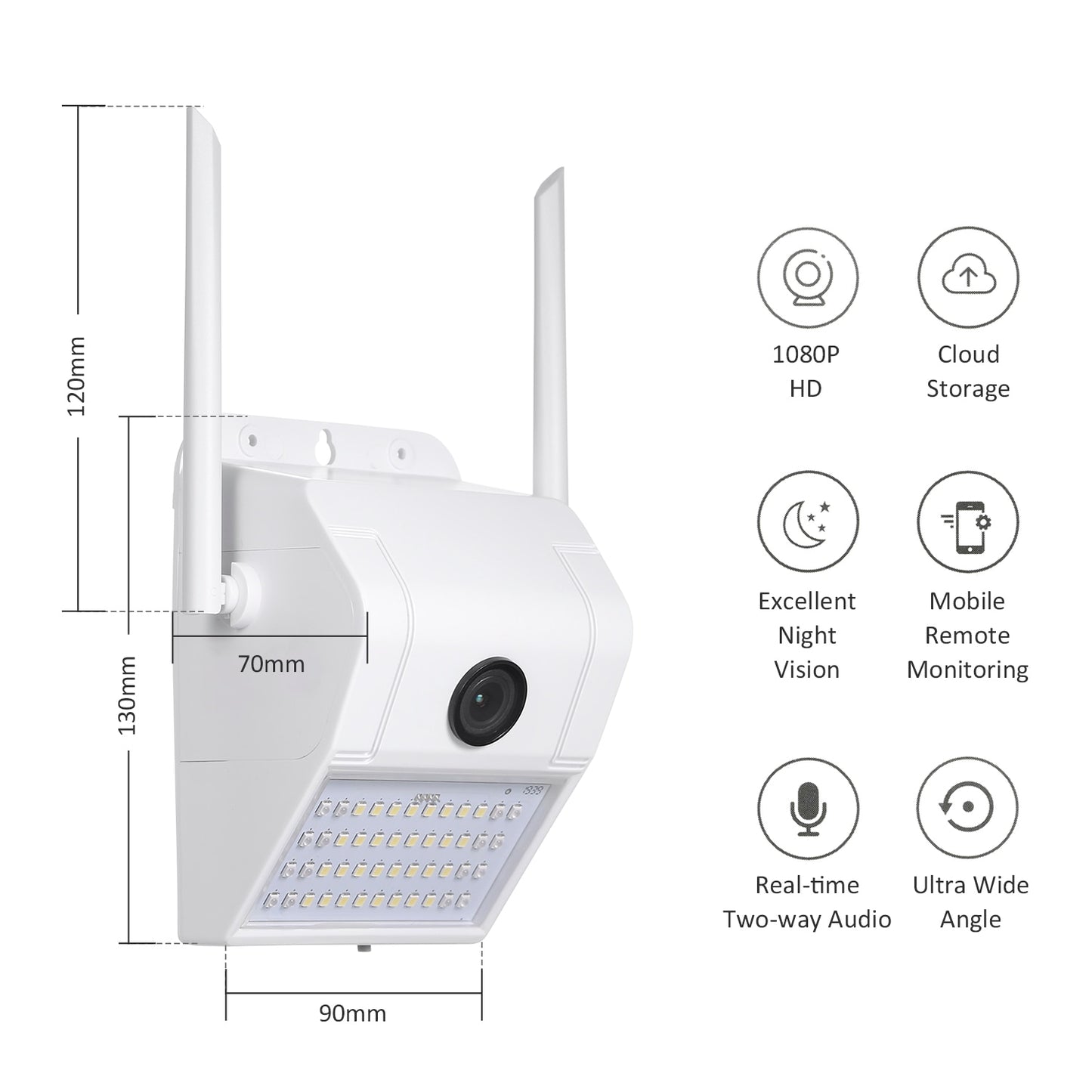 1080P Multifunctional WIFI Wireless Surveillance Outdoor Wall Light Webcam Security Camera PIR Motion Detection IP65 Waterproof - TRIPLE AAA Fashion Collection