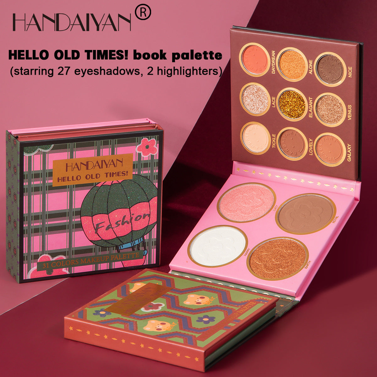 HANDAIYAN 31 Colors Eyeshadow Palette + Blush Highlighter Makeup Set Set Box Pearlescent Matte Eyeshadow