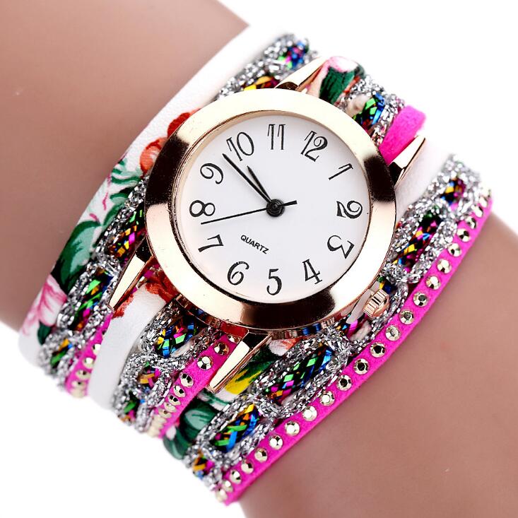 Top Brand Luxury Watches Women Flower Popular Quartz Diamond Leather Bracelet Watch Female Ladies Gemstone Dress Wristwatch - TRIPLE AAA Fashion Collection