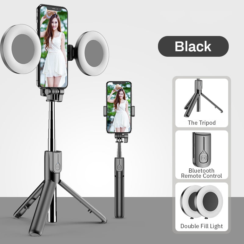 Wireless Bluetooth-compatible Selfie Stick with Led Ring Light Foldable Tripod Monopod For iPhone For Android Live Tripod