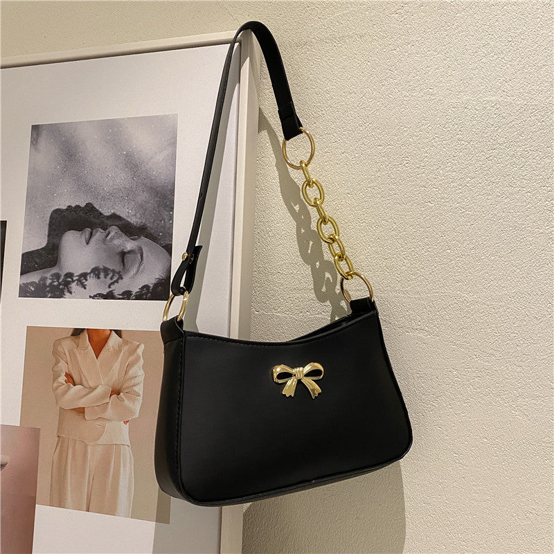 Texture Ladies Messenger Bag Women's New Trendy Bow Girl Small Square Bag Western Style Shoulder Bag