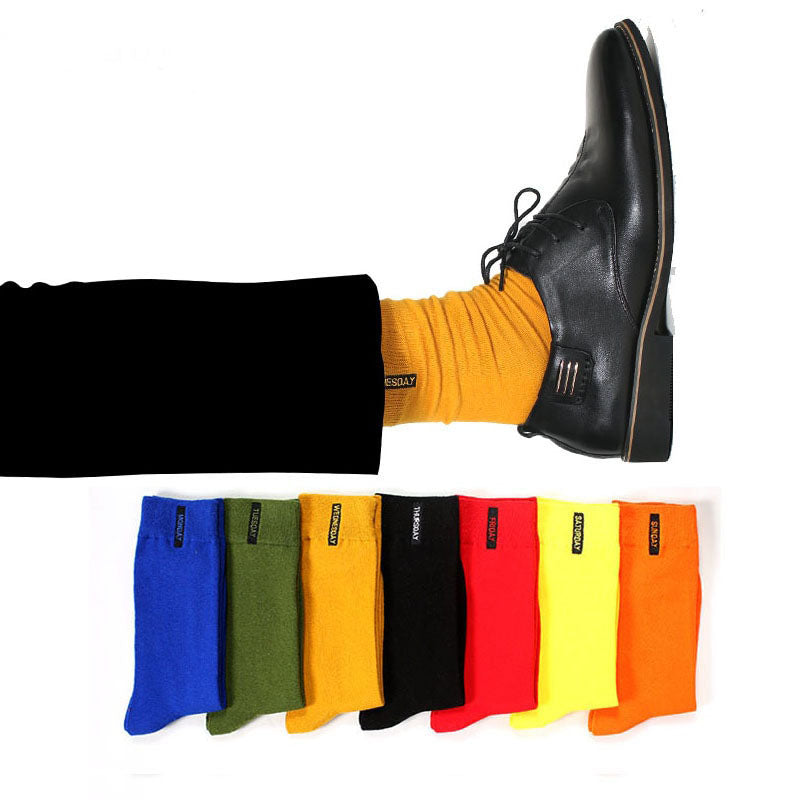 Men's Fashion Colorful Week Socks Hipster Yellow Green Cool Socks High Thigh Novelty Tube Socks Fall Winter Streetwear - TRIPLE AAA Fashion Collection