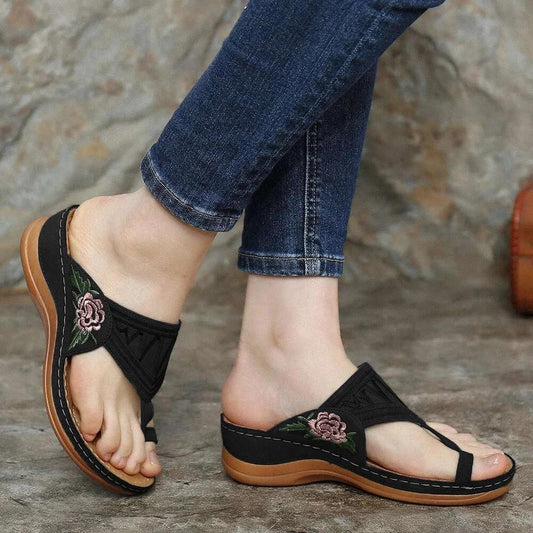 Summer New Sandals Plus Size Women's Shoes Electric Embroidery Flip Flops