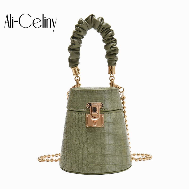 women's bag  Original Design Handbag Fashion Handbag Crocodile Pattern Bucket Bag Chain Slung Portable Shoulder Bag