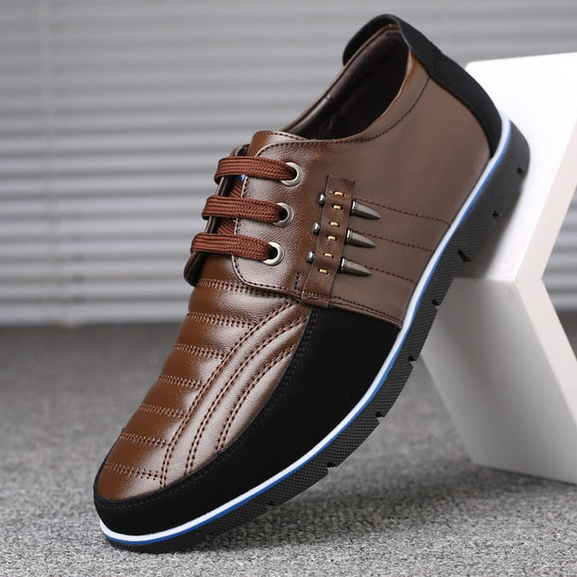 Men genuine leather shoes High Quality Elastic band Fashion design Solid Tenacity Comfortable Men's shoes big sizes - TRIPLE AAA Fashion Collection