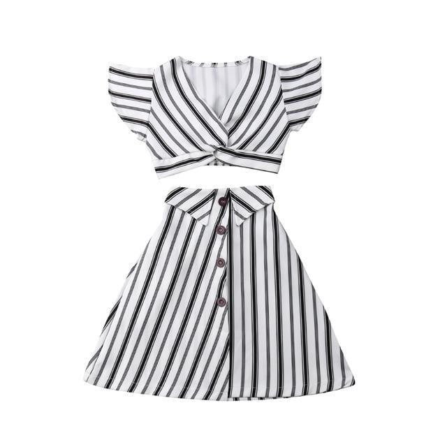 2pcs Clothes Set Baby Toddler Girls Striped Crop Tops Skirt Dress Sundress - TRIPLE AAA Fashion Collection