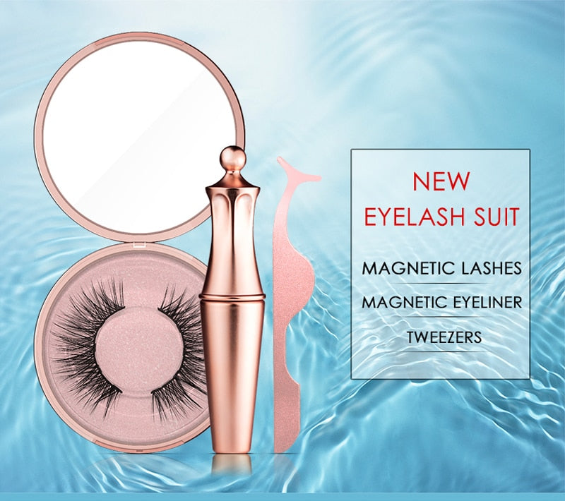 Magnetic Liquid Eyeliner & Magnetic False Eyelashes & Tweezer Set Waterproof Long Lasting Eyeliner False Eyelashes - TRIPLE AAA Fashion Collection