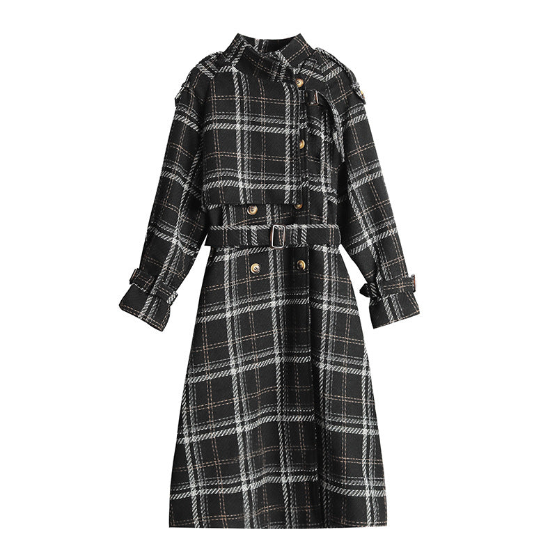 Women's Mid-Length Autumn And Winter New Temperament Is Thin And Loose Over The Knee Hong Kong Style Woolen Coat
