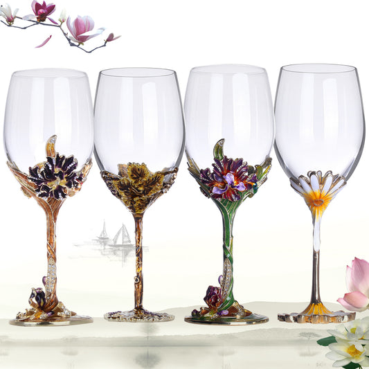 European Crystal Enamel Color Wine Champagne Goblet Creative High grade Wedding Gift Set