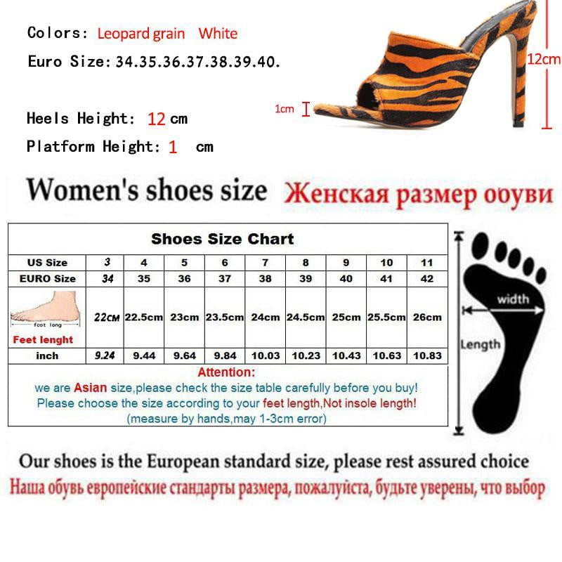High Heels Horsehair Leopard Shoes Women Slippers Lady Flock Sexy Pumps 12cm Summer Pointed Feminino Slippers Sandals - TRIPLE AAA Fashion Collection