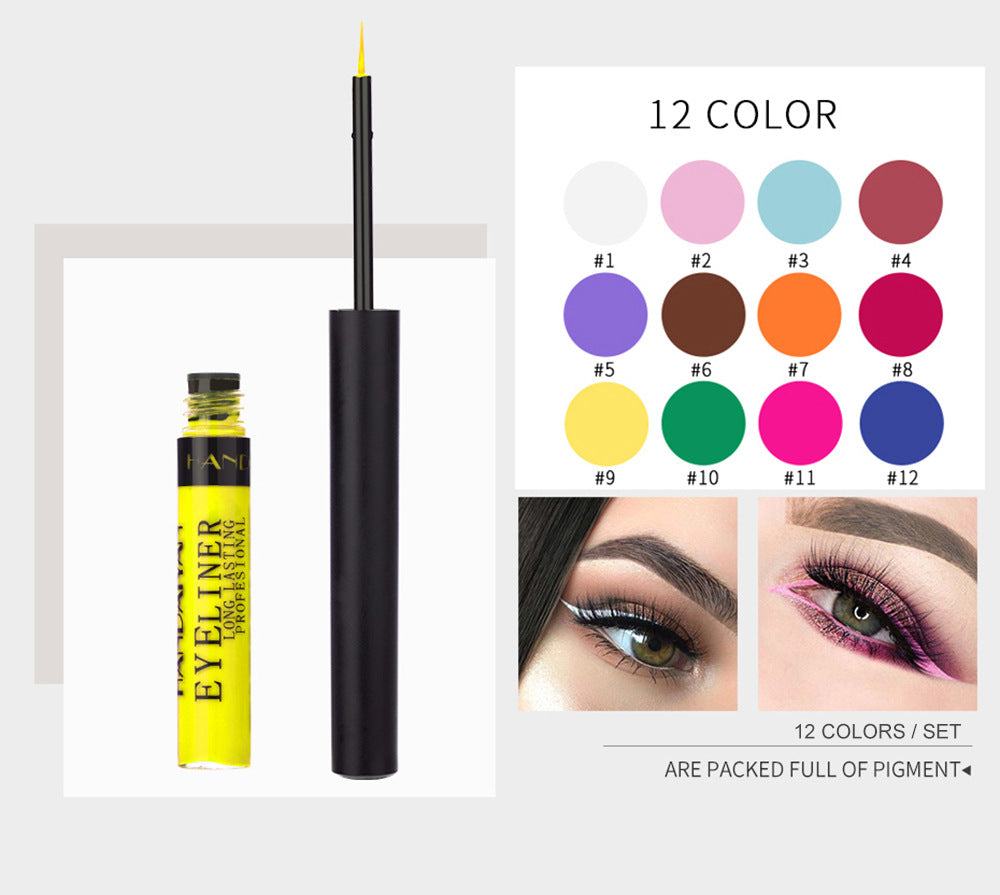 Color Eyeliner Matte Quick Drying Liquid Eyeliner Does Not Smudge 12 Boxes