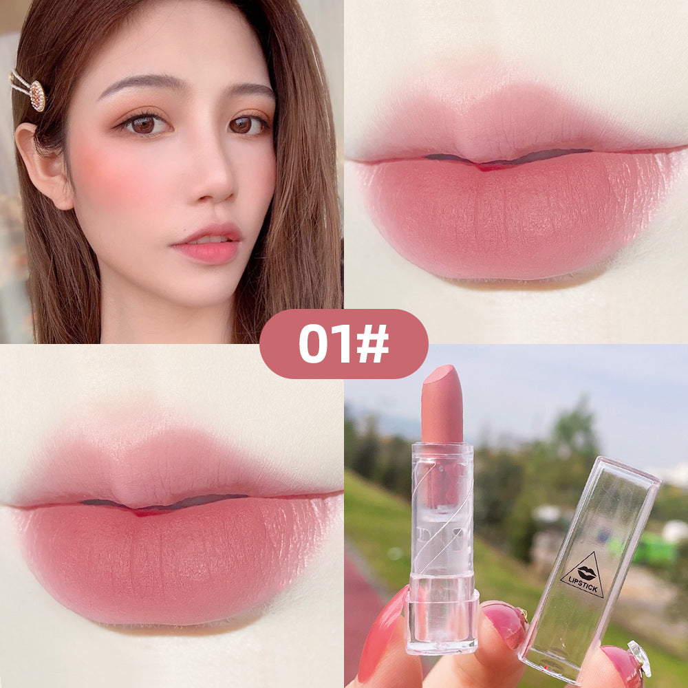 Transparent Shell Lipstick Matte Peach Pink Student Model Plain White Lipstick Sample Lipstick