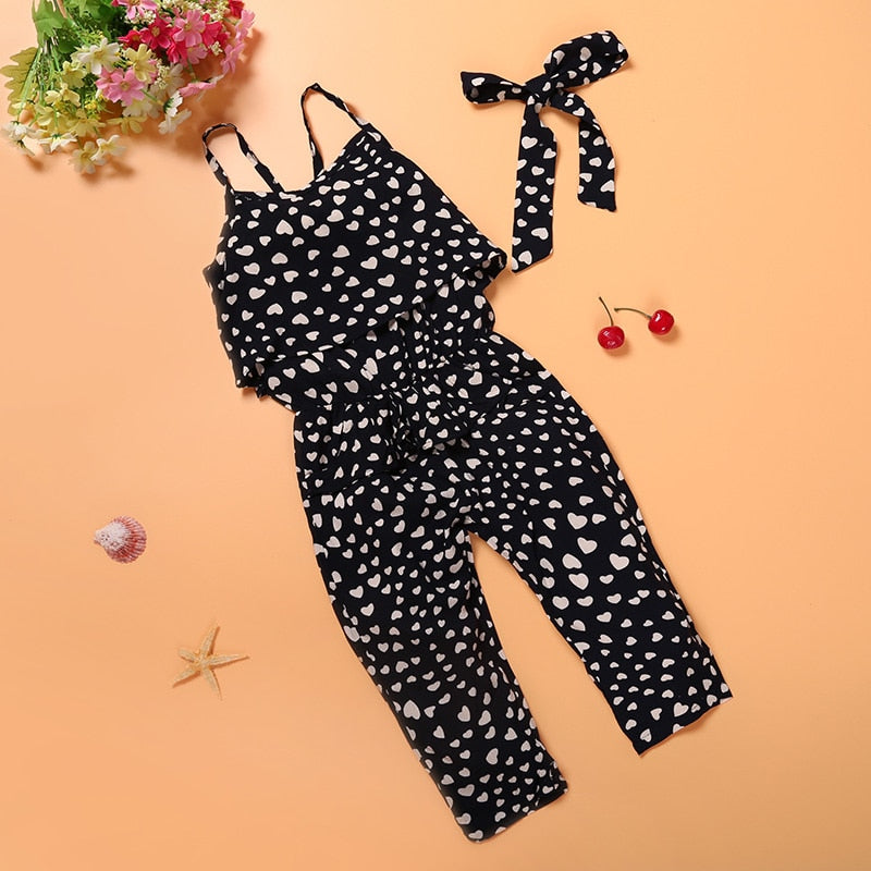 Summer Kids Girls Clothing Sets Cotton Sleeveless Polka Dot Strap Girls Jumpsuit Clothes Sets Outfits Children Suits - TRIPLE AAA Fashion Collection