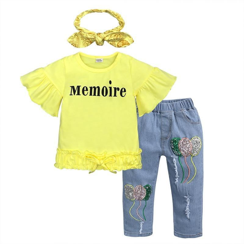 Children Sets for Girls Girls Suits for Children Girls T-shirt + Pants + Headband 3pcs. Suit - TRIPLE AAA Fashion Collection