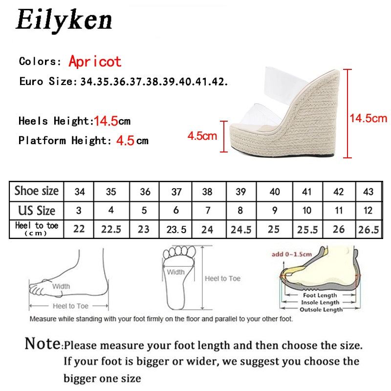 Summer PVC Transparent Peep Toe Cane Straw Weave Platform Wedges Slippers Sandals Women Fashion High Heels Female Shoes - TRIPLE AAA Fashion Collection