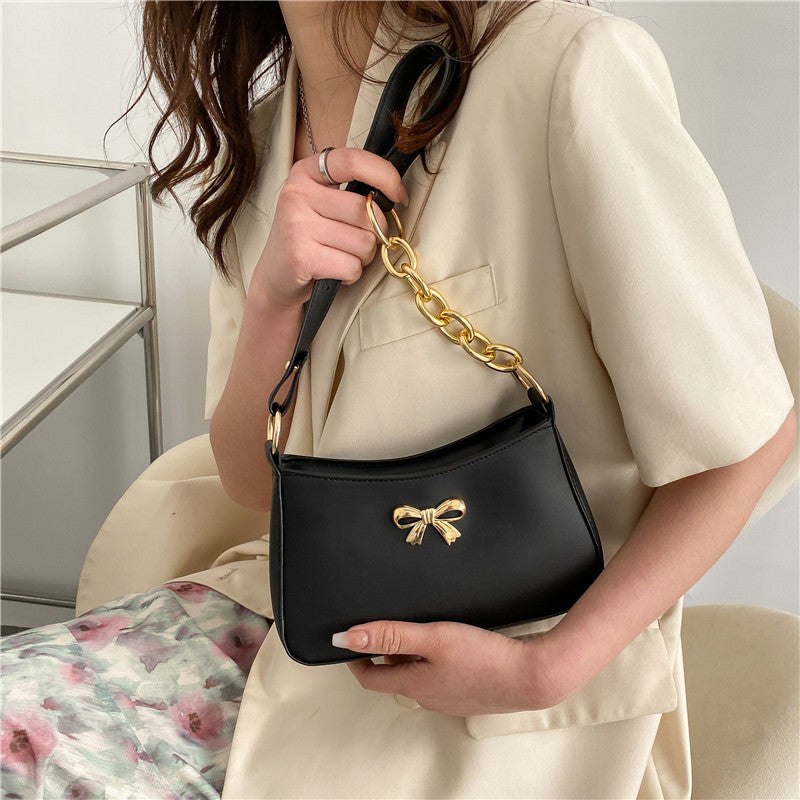 Texture Ladies Messenger Bag Women's New Trendy Bow Girl Small Square Bag Western Style Shoulder Bag