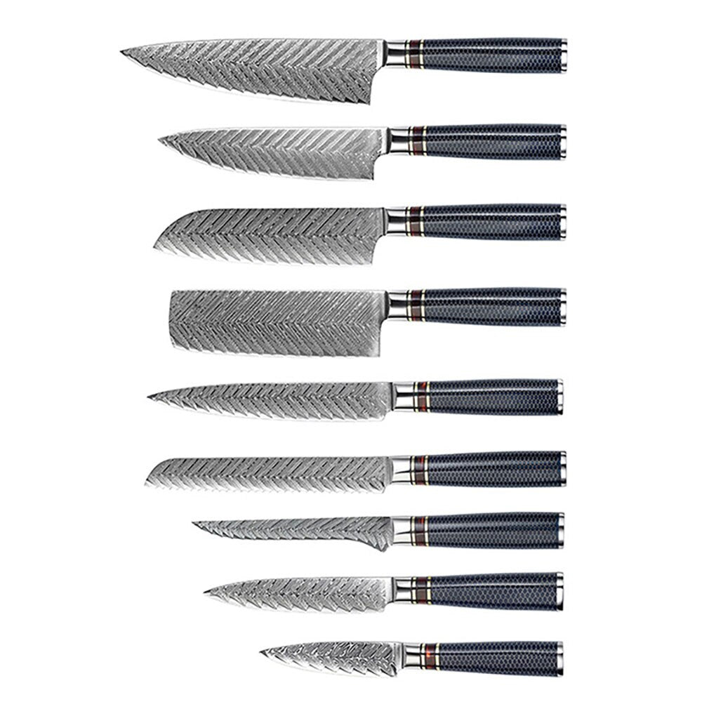 XSG 9Pcs Set Damascus Kitchen Knives Sharp Japanese VG10 Blade 67 Layers Stainless Steel Professional Chef Cooking Knife Set