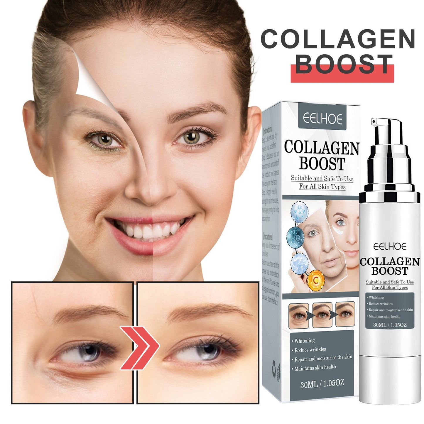 EELHOE Collagen Anti Wrinkle Cream Collagen Is Reconstituted Against Aging To Weaken Fine Lines Moisturize And Tighten Skin