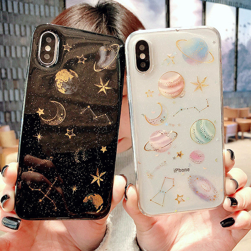 Luxury Glitter Cute Space Planet Phone Case For iPhone X XR XS MAX 7 8 Plus Clear Soft Silicone Back Cover For iPhone 6 6S 7Plus - TRIPLE AAA Fashion Collection