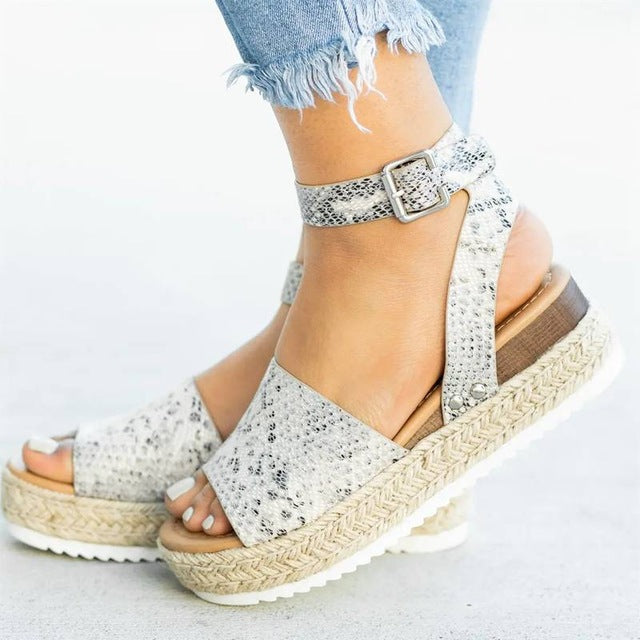 Leopard Wedges Sandals For Women High Heels Summer Shoes - TRIPLE AAA Fashion Collection