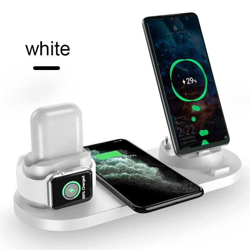 6 in 1 Wireless Charger Dock Station for iPhone/Android/Type-C USB Phones 10W Qi Fast Charging - TRIPLE AAA Fashion Collection