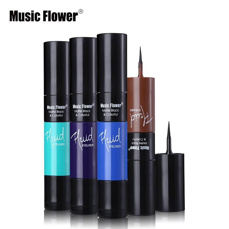 Music Flower Matte Black & Colorful 2 In 1 Waterproof Liquid Eyeliner Pen Makeup Fast Dry Smooth Long Lasting Charm Eyes Liner - TRIPLE AAA Fashion Collection