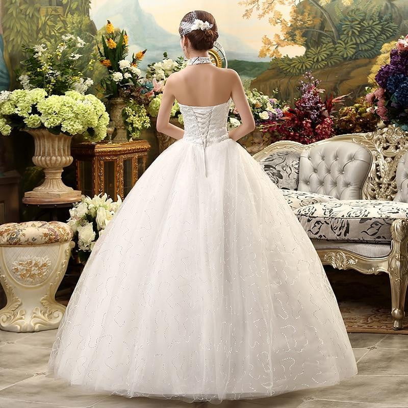 Cheap Halter Lace Wedding Dress Vintage Vestidos de Novia Plus Size Bride Dress Under - TRIPLE AAA Fashion Collection