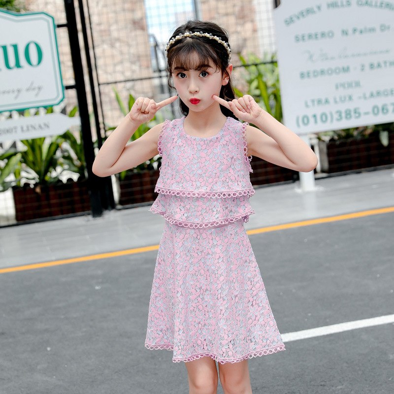 Teenage Girls Princess Dress 2019 Summer Vest Lace Pink Kids Dresses for Girls Clothes Girls Dress Children Costume 10 12 Year - TRIPLE AAA Fashion Collection