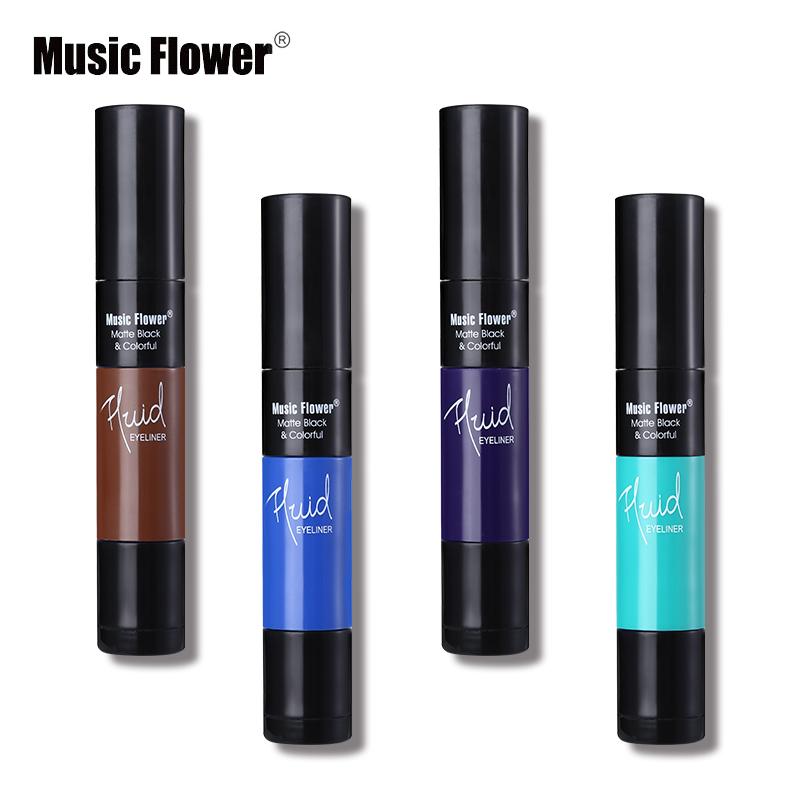 Music Flower Matte Black & Colorful 2 In 1 Waterproof Liquid Eyeliner Pen Makeup Fast Dry Smooth Long Lasting Charm Eyes Liner - TRIPLE AAA Fashion Collection