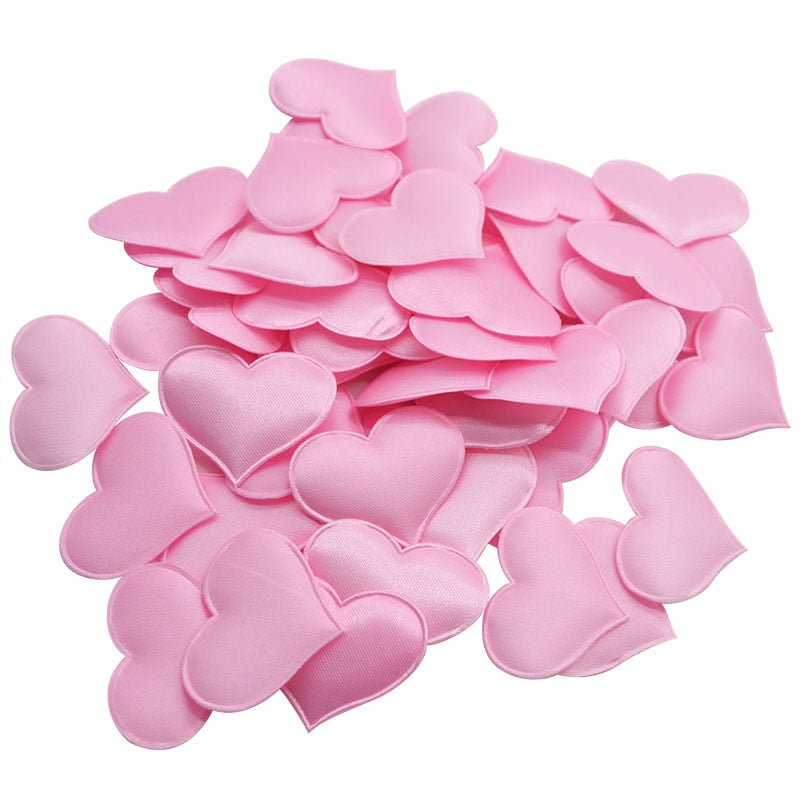 50Pcs 32mm Romantic Sponge Satin Fabric Heart Petals Wedding Confetti Table Bed Heart Petals Wedding Valentine Decoration