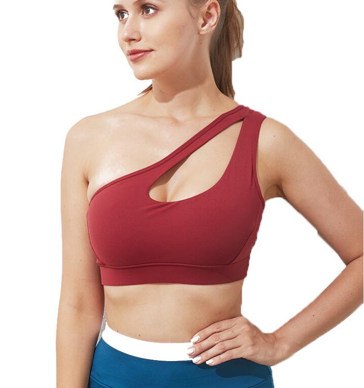 Mermaid Curve 2021 New Women's High Impact Personality oblique shoulder strap Sports Bra Women running fitness Bra Top - TRIPLE AAA Fashion Collection